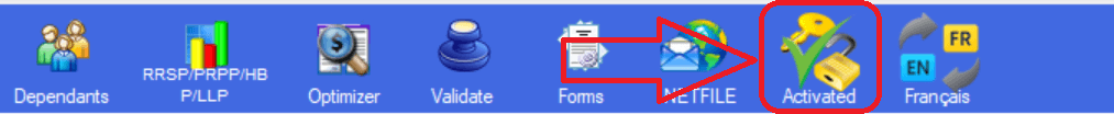 Activated button in the toolbar